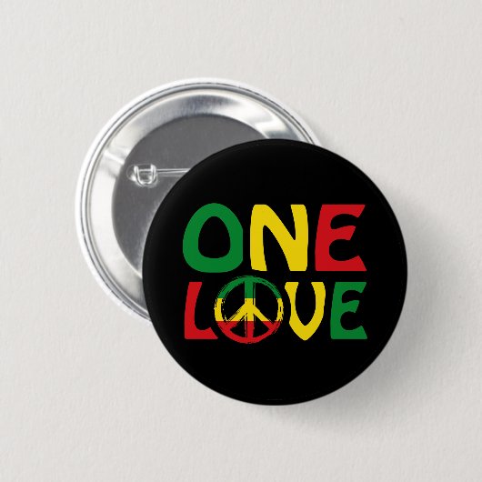 One Love, Reggae Design Ronde Button 5,7 Cm (Voorkant /achterkant)