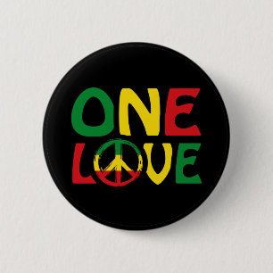 One Love, Reggae Design Ronde Button 5,7 Cm