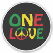 One Love, Reggae Design Sticker (Voorkant)