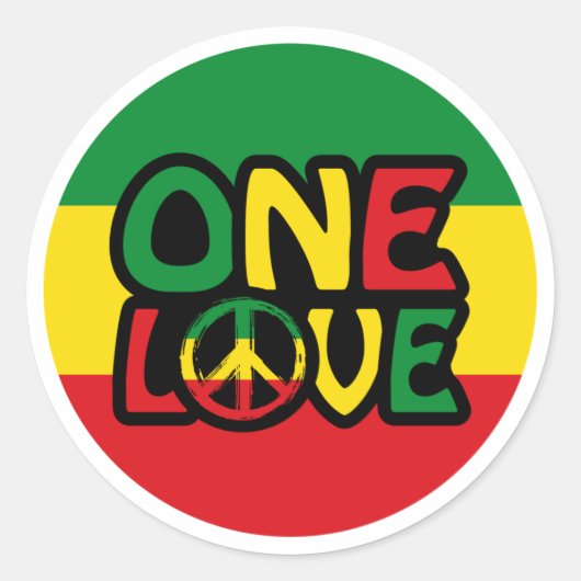 One Love, Reggae design with reggae colors Ronde Sticker (Voorkant)