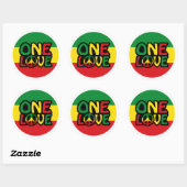 One Love, Reggae design with reggae colors Ronde Sticker (Vel)