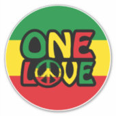 One Love, Reggae design with reggae colors Sticker (Voorkant)
