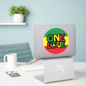 One Love, Reggae design with reggae colors Sticker (Laptop op bureau)