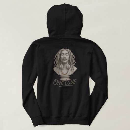 One Love – Reggae Geest in Steen Hoodie (Design achterkant)