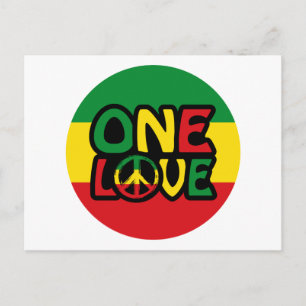 One Love, Reggae ontwerp met reggae kleuren Briefkaart