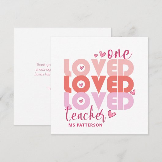 One Love Teacher Roze Moderne Gepersonaliseerde Na (Voorkant / Achterkant)