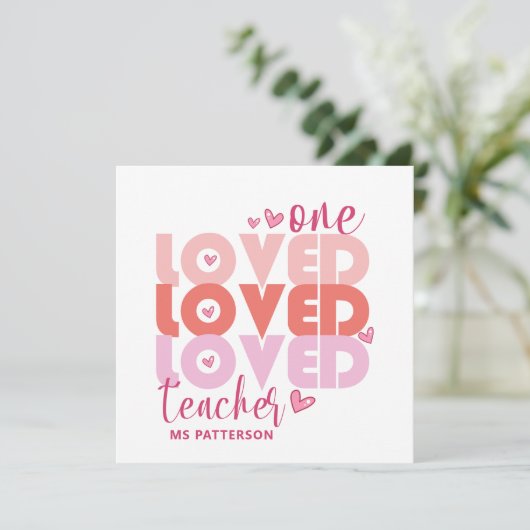 One Love Teacher Roze Moderne Gepersonaliseerde Na (Staand voorkant)