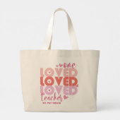 One Love Teacher Roze Moderne Gepersonaliseerde Na Grote Tote Bag (Achterkant)