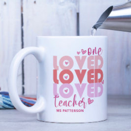 One Love Teacher Roze Moderne Gepersonaliseerde Na Koffiemok