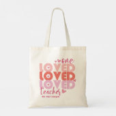 One Love Teacher Roze Moderne Gepersonaliseerde Na Tote Bag (Achterkant)
