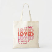 One Love Teacher Roze Moderne Gepersonaliseerde Na Tote Bag (Voorkant)