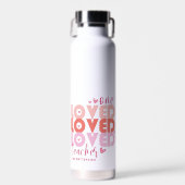 One Love Teacher Roze Moderne Gepersonaliseerde Na Waterfles (Voorkant)