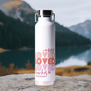 One Love Teacher Roze Moderne Gepersonaliseerde Na Waterfles