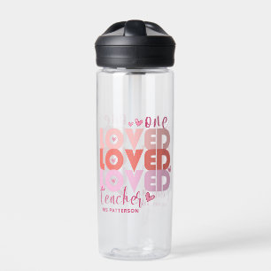 One Love Teacher Roze Moderne Gepersonaliseerde Na Waterfles