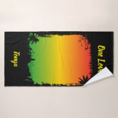 One Love Tropical Sunset en palmbomen Badhanddoek (Badhanddoek)