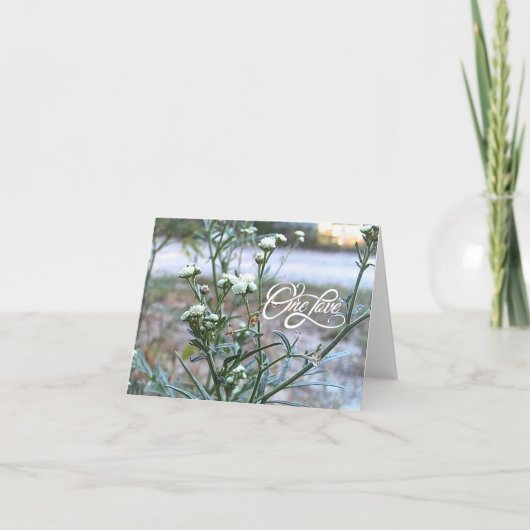 One Love, White Wildflower, Natuur Art Blank Kaart (Voorkant)