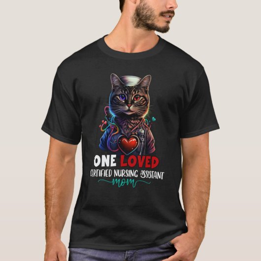 One Loved Certified Nursing Assistant Mom Cat Moth T-shirt (Voorkant)