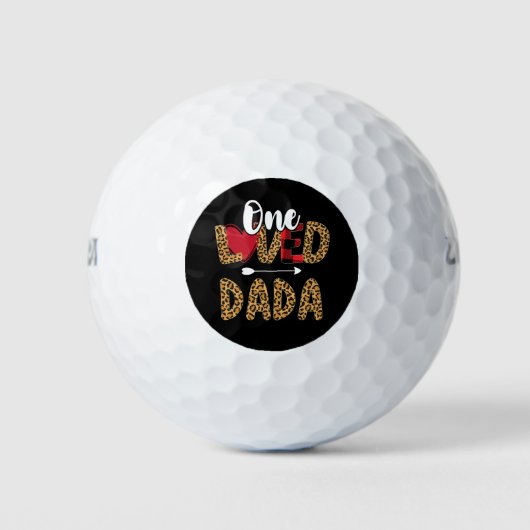 One Loved Dada Leopard Buffalo Plaid Valentijnse Golfballen (Voorkant)
