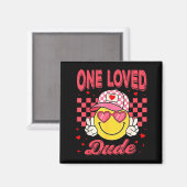 One Loved Dude Checkered Heart Valentines Day Boys Magneet (Voorkant / Achterkant)