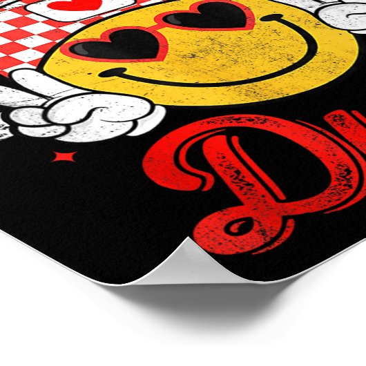 One Loved Dude Checkered Heart Valentines Day Boys Poster (Hoek)