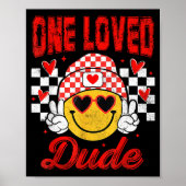 One Loved Dude Checkered Heart Valentines Day Boys Poster (Voorkant)