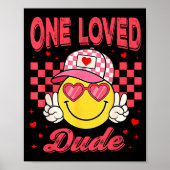 One Loved Dude Checkered Heart Valentines Day Boys Poster (Voorkant)