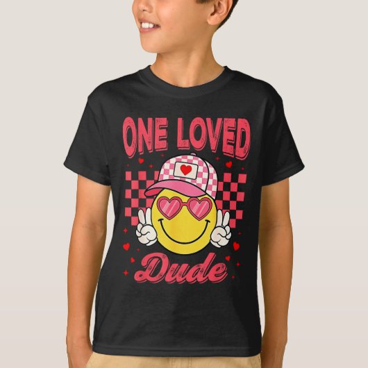 One Loved Dude Checkered Heart Valentines Day Boys T-shirt (Voorkant)