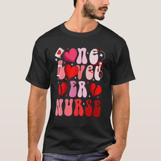 One Loved ER Nurse Hearts Valentine's Nurse Emerge T-shirt (Voorkant)