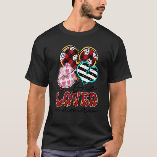 One Loved Mamaw Kissing Red Plaid Heart Valentine' T-shirt (Voorkant)