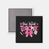 One Loved Teacher Coquette Bow Pencil Valentine Gi Magneet (Voorkant / Achterkant)