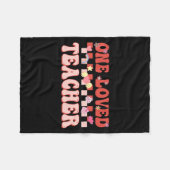 One Loved Teacher Happy Valentines Day Retro Groov Fleece Deken (Voorkant (Horizontaal))
