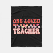 One Loved Teacher Happy Valentines Day Retro Groov Fleece Deken (Voorkant)