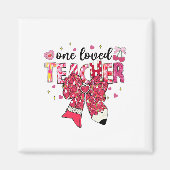 One Loved Teacher Teacher Valentine Pencil Bow Magneet (Voorkant)