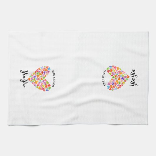 One Loved Yia Yia Heart Theedoek (Horizontaal)