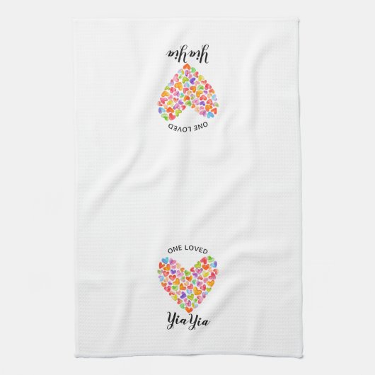 One Loved Yia Yia Heart Theedoek (Verticaal)