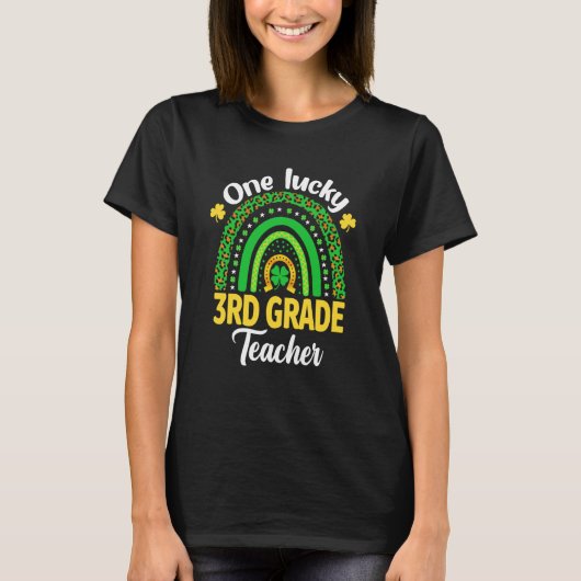 One Lucky 3rd Grade Teacher Shamrock St Patrick's  T-shirt (Voorkant)