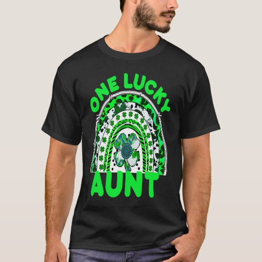 One Lucky Aunt Good Luck Green Rainbow Shamrock Le T-shirt (Voorkant)
