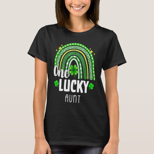 One Lucky Aunt Leopard Print Rainbow St Patricku20 T-shirt (Voorkant)