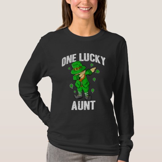 One Lucky Aunt St Patricks Day Dabbing Leprechaun  T-shirt (Voorkant)