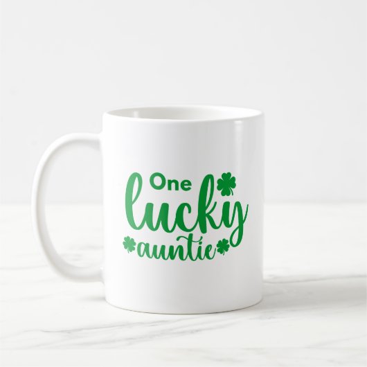 One Lucky Auntie Cute St Patrick Day Koffiemok (Links)