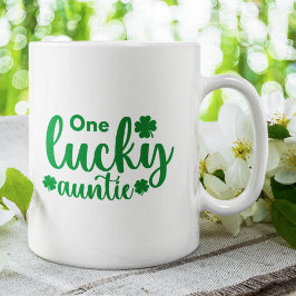 One Lucky Auntie Cute St Patrick Day Koffiemok