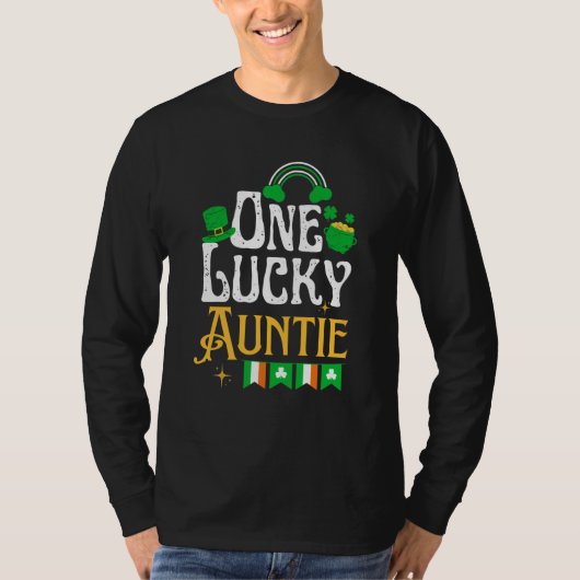 One Lucky Auntie St Patricks Day Irish Shamrock T-shirt (Voorkant)