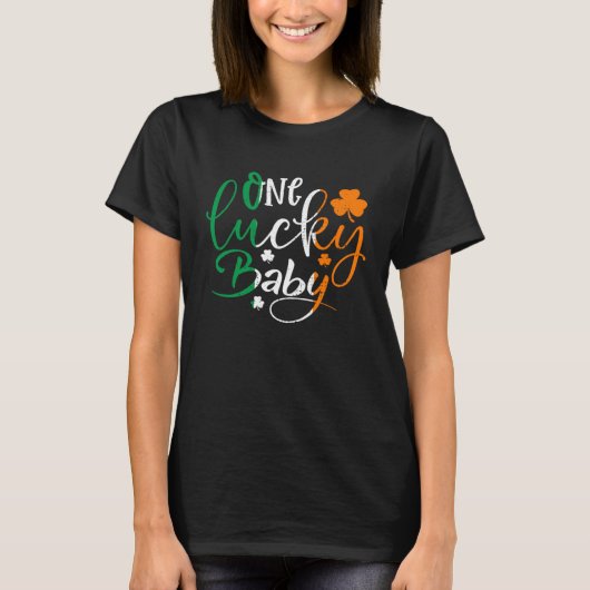 One Lucky Baby St Patricks Day Irish Flag Ireland  T-shirt (Voorkant)