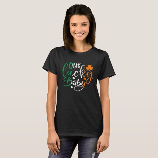 One Lucky Baby St Patricks Day Irish Flag Ireland T-shirt (Voorkant volledig)