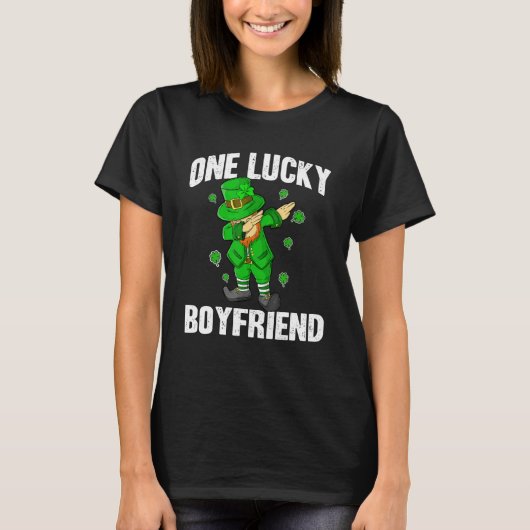 One Lucky Boyfriend St Patricks Day Dabbing Leprec T-shirt (Voorkant)