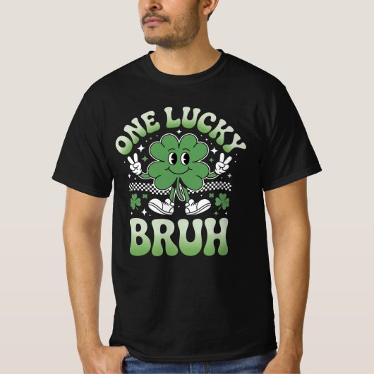 One Lucky Bruh Shirt – Funny St Patrick’s Day Clov (Voorkant)