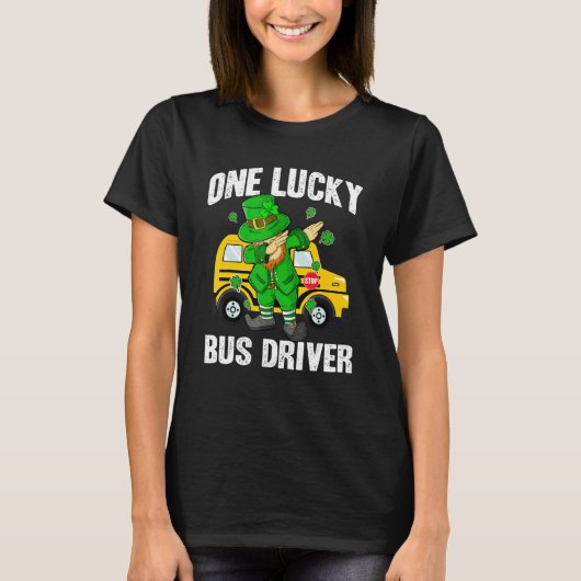 One Lucky Bus Driver St Patricks Day Dabbing Lepre T-shirt (Voorkant)