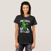 One Lucky Cat Lady St Patricks Day Dabbing Leprech T-shirt (Voorkant volledig)