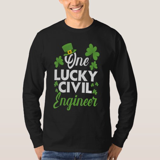 One Lucky Civil Engineer Engineering Irish T-shirt (Voorkant)