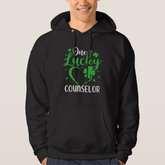 One Lucky Counselor Heart Shamrock St Patricks Day Hoodie (Voorkant)
